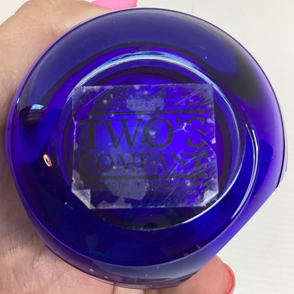 VTG Two’s Company Hand Blown Glass Perfume Bottle With Lid And Dipper Blue - Picture 8 of 9